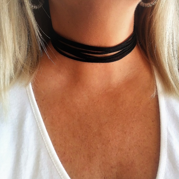 NEW Multi Strand Black Boho Gypsy Choker Necklace - Picture 2 of 4